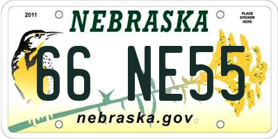 NE license plate 66NE55