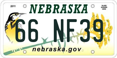 NE license plate 66NF39