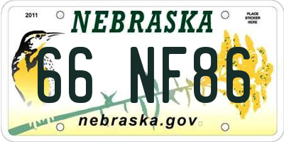 NE license plate 66NF86