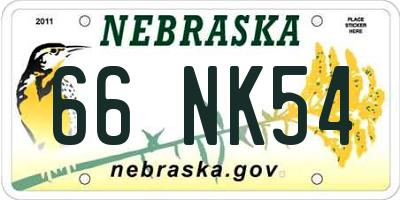 NE license plate 66NK54