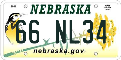 NE license plate 66NL34