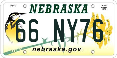 NE license plate 66NY76