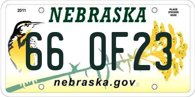 NE license plate 66OF23