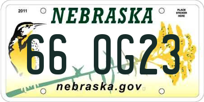 NE license plate 66OG23