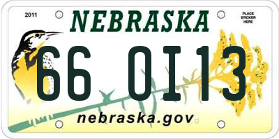 NE license plate 66OI13
