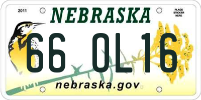 NE license plate 66OL16