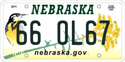 NE license plate 66OL67