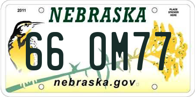 NE license plate 66OM77