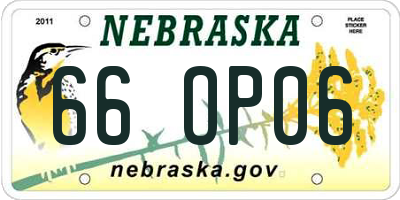 NE license plate 66OP06