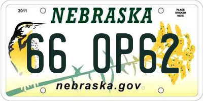 NE license plate 66OP62