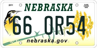 NE license plate 66OR54