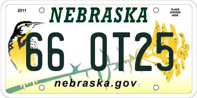 NE license plate 66OT25