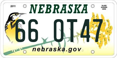 NE license plate 66OT47