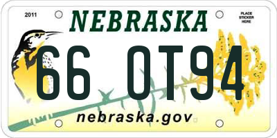 NE license plate 66OT94