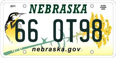 NE license plate 66OT98