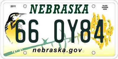 NE license plate 66OY84