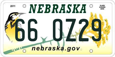 NE license plate 66OZ29