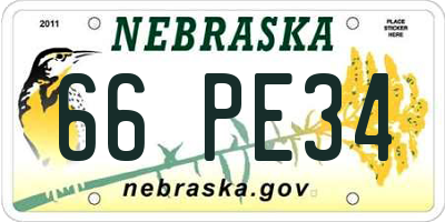 NE license plate 66PE34