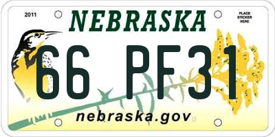 NE license plate 66PF31