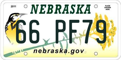 NE license plate 66PF79