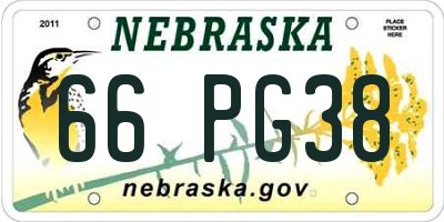 NE license plate 66PG38