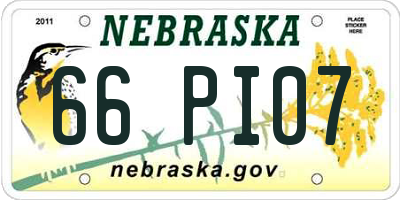 NE license plate 66PI07