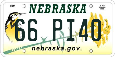 NE license plate 66PI40