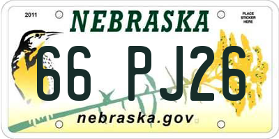 NE license plate 66PJ26