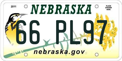 NE license plate 66PL97