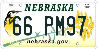 NE license plate 66PM97