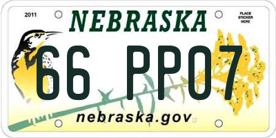 NE license plate 66PP07