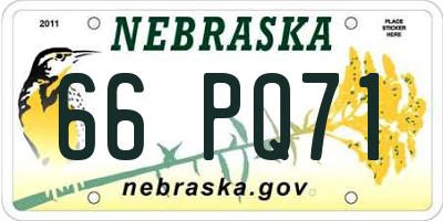 NE license plate 66PQ71