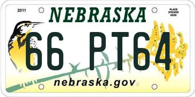 NE license plate 66PT64
