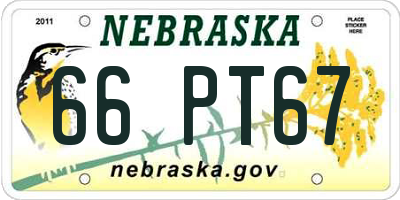 NE license plate 66PT67