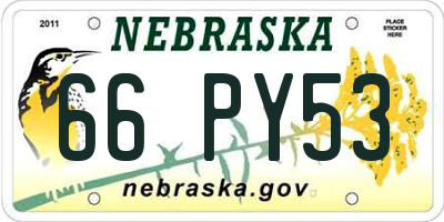 NE license plate 66PY53