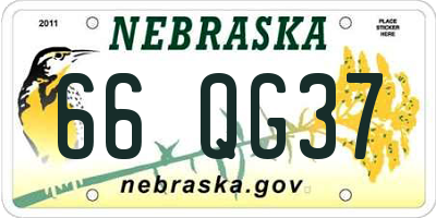 NE license plate 66QG37