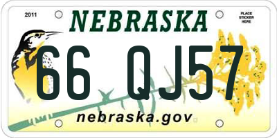 NE license plate 66QJ57