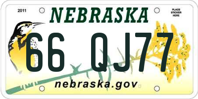 NE license plate 66QJ77