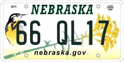 NE license plate 66QL17