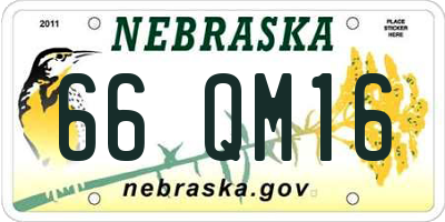 NE license plate 66QM16