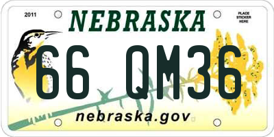 NE license plate 66QM36