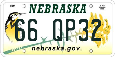 NE license plate 66QP32