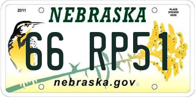 NE license plate 66RP51