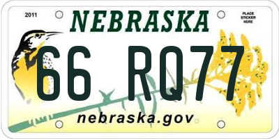 NE license plate 66RQ77