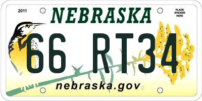 NE license plate 66RT34