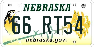 NE license plate 66RT54