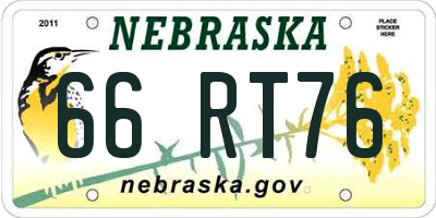 NE license plate 66RT76