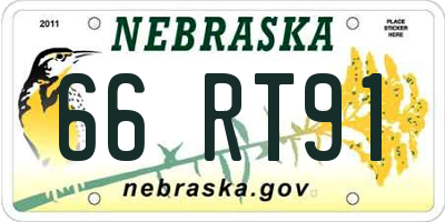 NE license plate 66RT91