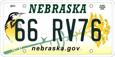 NE license plate 66RV76