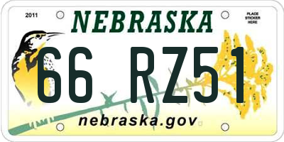 NE license plate 66RZ51
